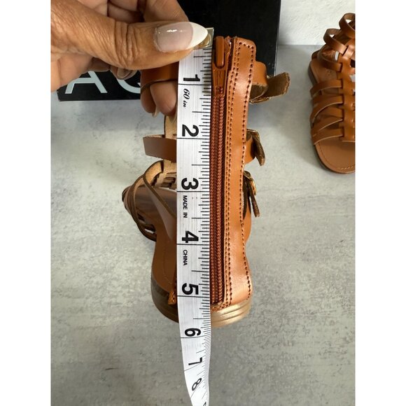NIB AQUA Women's Emil Strappy Gladiator Sandals‎ Cognac Tan Leather Sz 8.5 - Picture 7 of 11